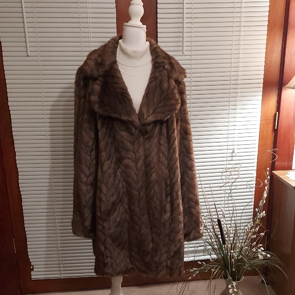 Pamela McCoy 37" Luxurious Brown Teddy Jacket